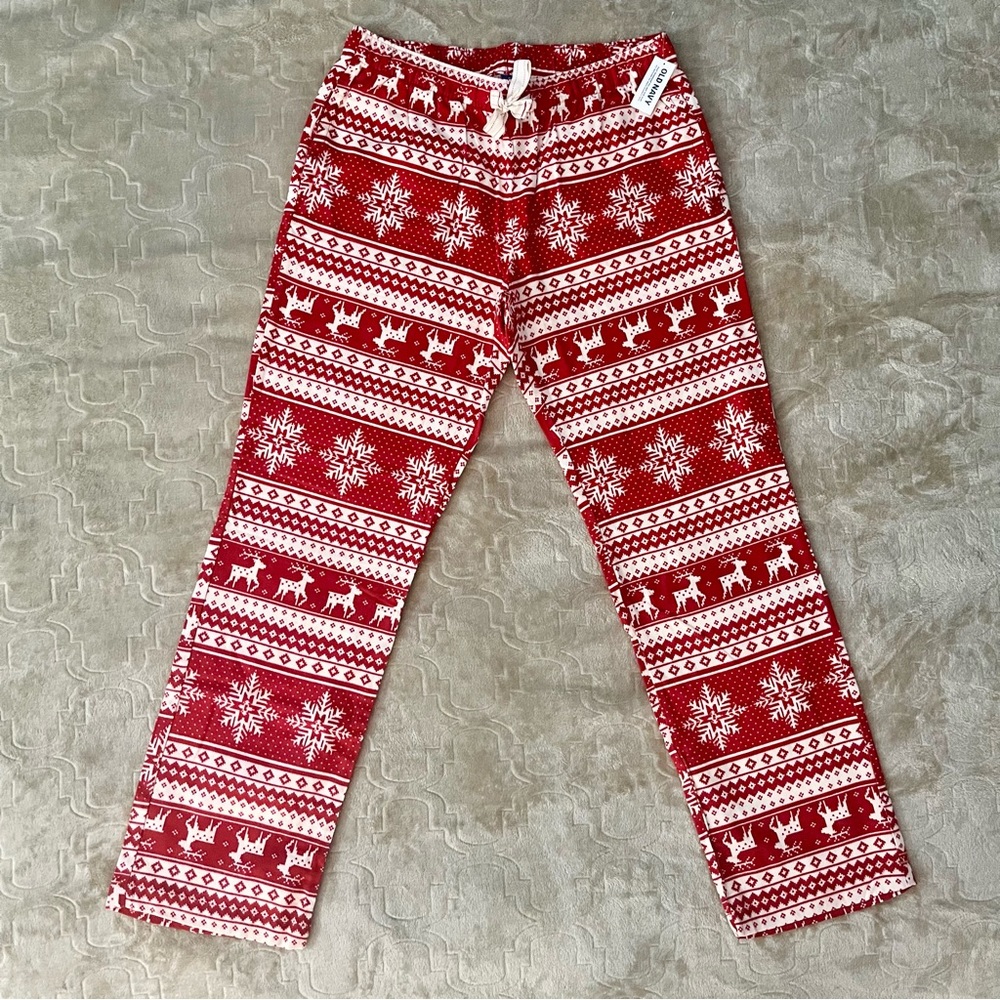 NWT Old Navy Women’s Flannel Pant Red FairIsle Pajamas Size Medium